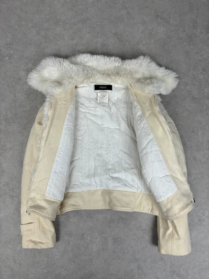 2000s Gianfranco Ferre Creamy Fur Leather Jacket ijOvraR 6