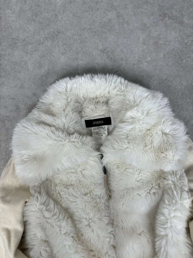 2000s Gianfranco Ferre Creamy Fur Leather Jacket ijOvraR 3
