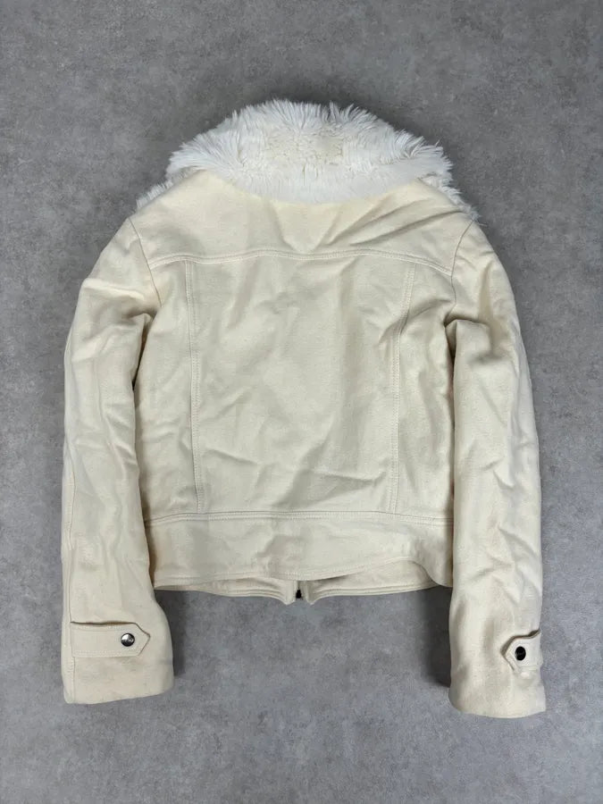 2000s Gianfranco Ferre Creamy Fur Leather Jacket ijOvraR 4
