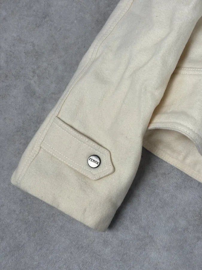 2000s Gianfranco Ferre Creamy Fur Leather Jacket ijOvraR 7
