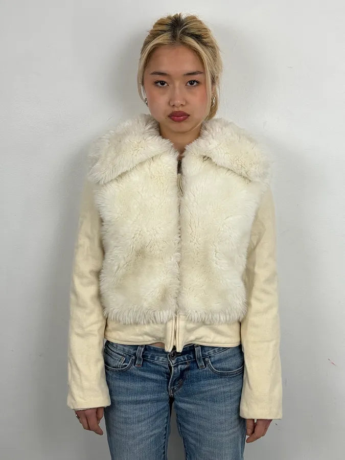 2000s Gianfranco Ferre Creamy Fur Leather Jacket ijOvraR 1