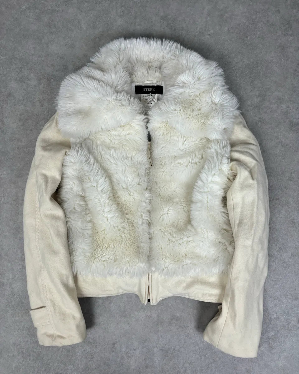 2000s Gianfranco Ferre Creamy Fur Leather Jacket ijOvraR 0