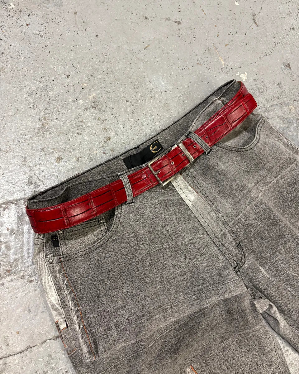 Gianfranco Ferre Red Crocodile Effect Leather Belt PfcAhUW 0