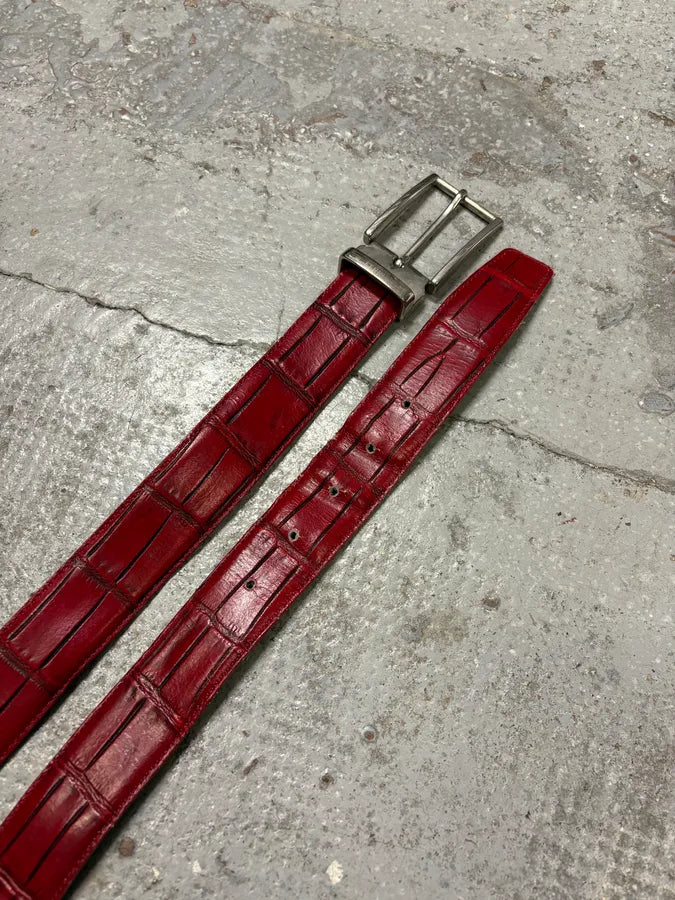 Gianfranco Ferre Red Crocodile Effect Leather Belt PfcAhUW 2