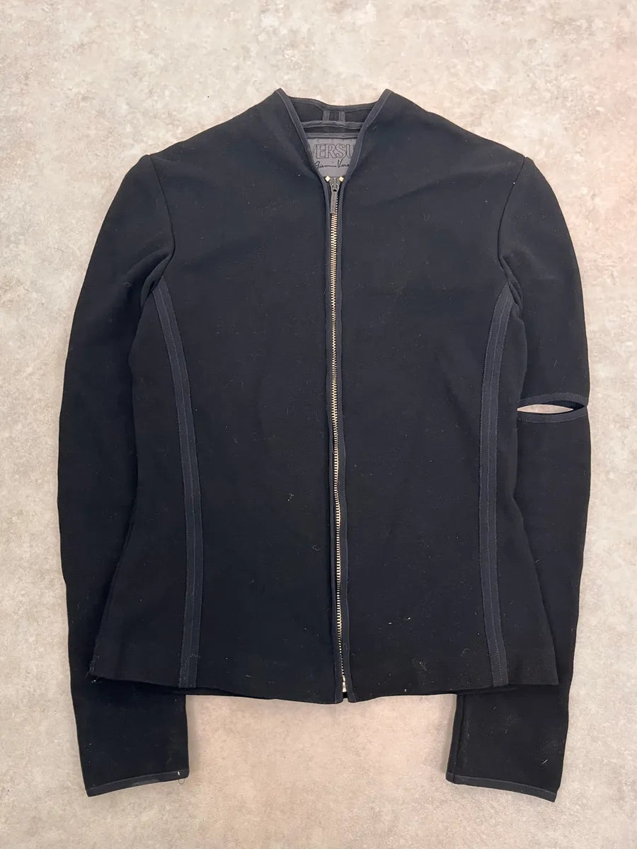 Gianni Versace Black Asymmetrical Perfored Light Jacket UafwMTU 1