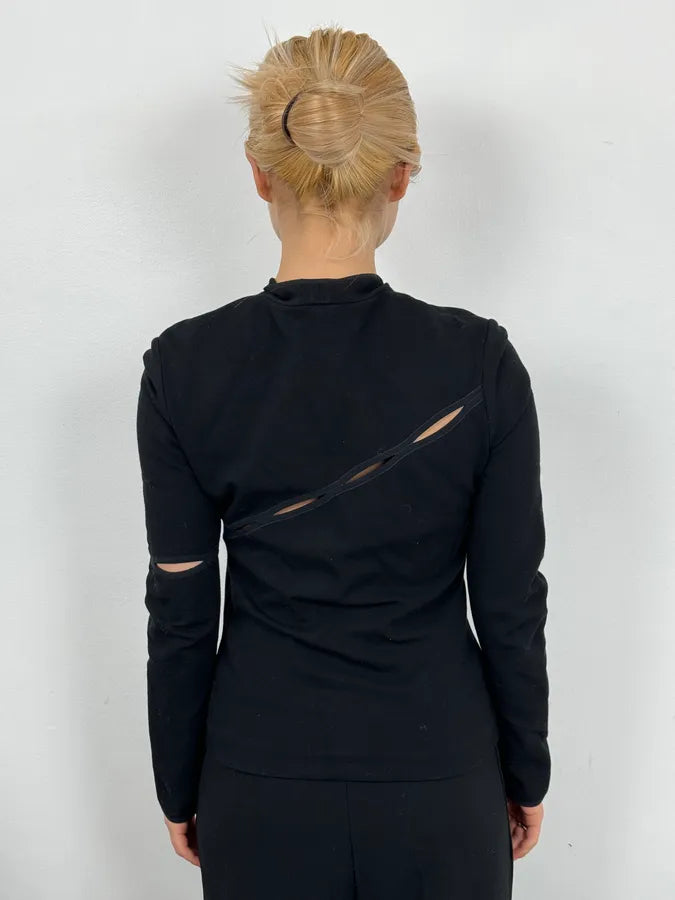 Gianni Versace Black Asymmetrical Perfored Light Jacket UafwMTU 2