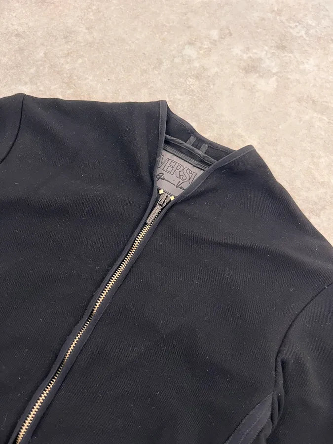 Gianni Versace Black Asymmetrical Perfored Light Jacket UafwMTU 3