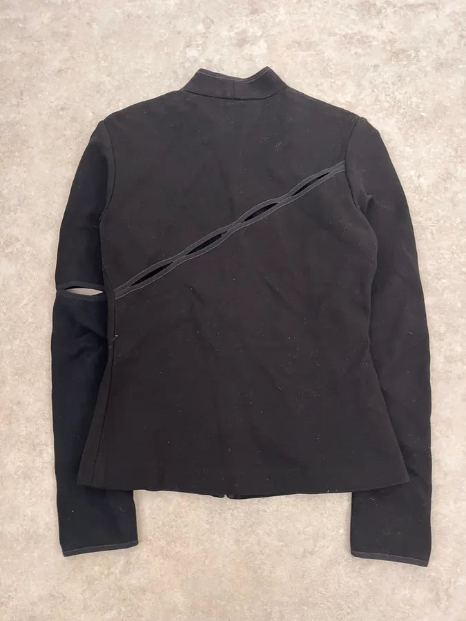 Gianni Versace Black Asymmetrical Perfored Light Jacket UafwMTU 5