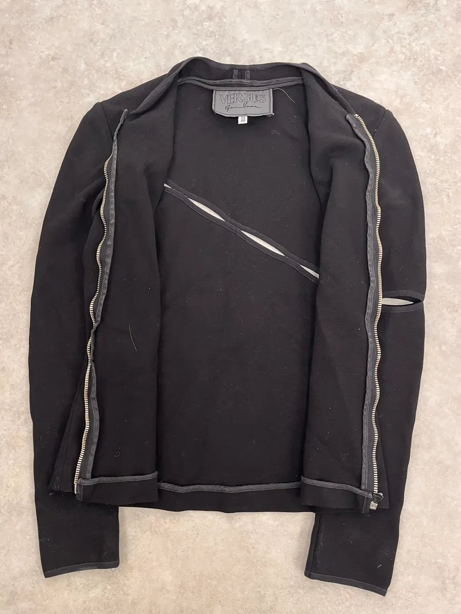 Gianni Versace Black Asymmetrical Perfored Light Jacket UafwMTU 6