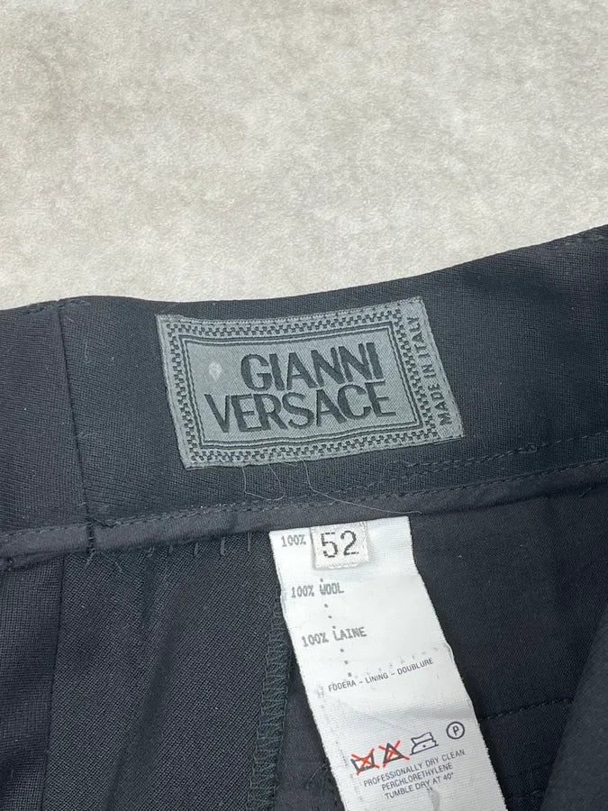1990s Gianni Versace Black Large Wool Tailored Pants wQlefFv 9