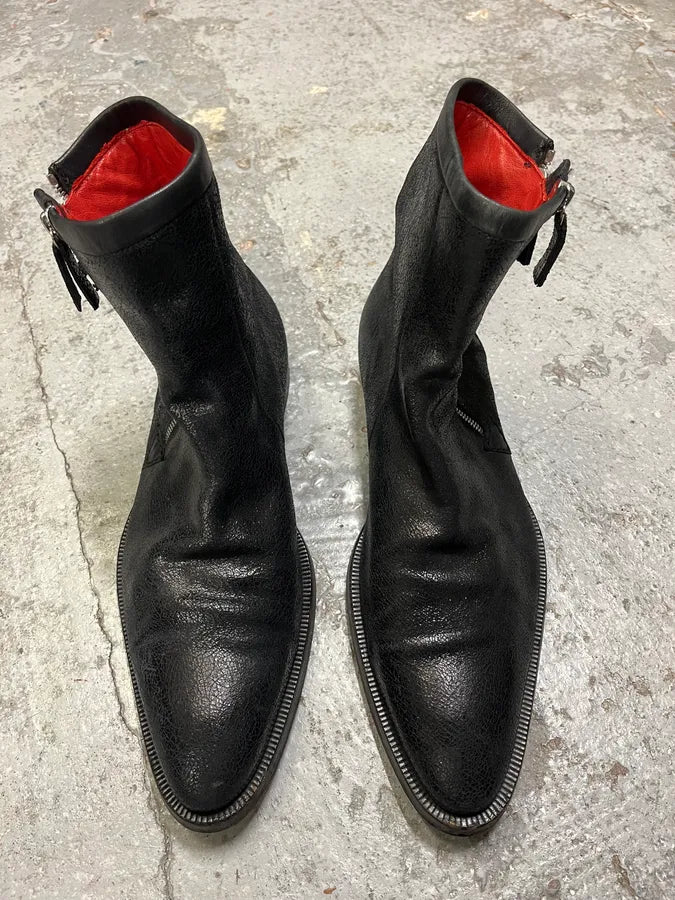 Gianni Versace Black Leather Double Zip Boots NPwlOCZ 1
