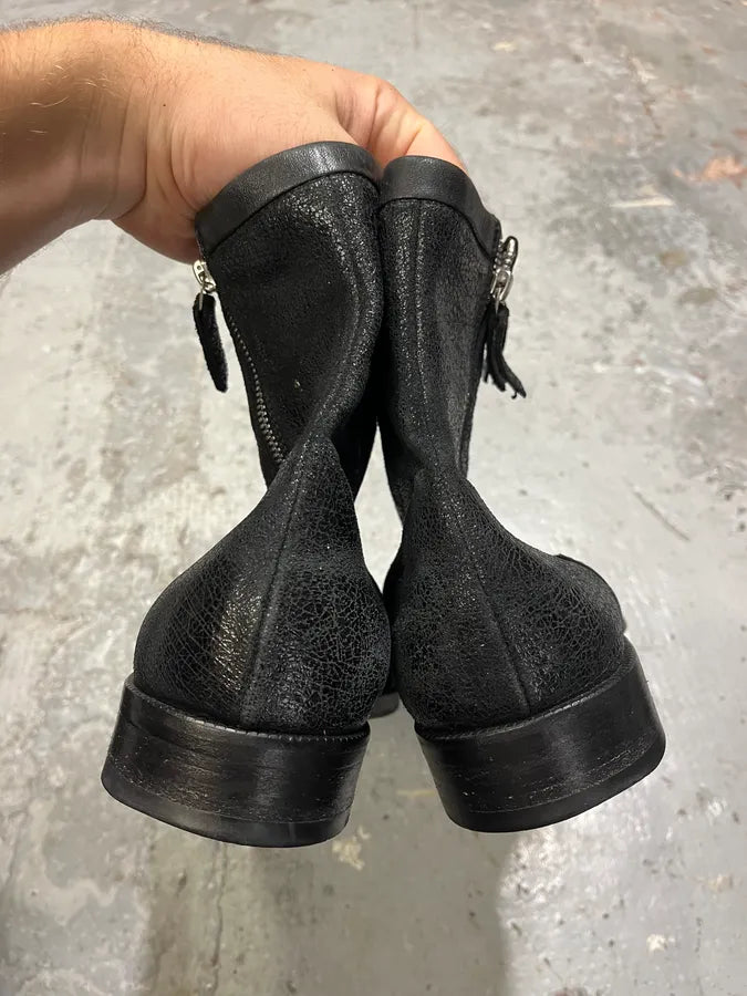 Gianni Versace Black Leather Double Zip Boots NPwlOCZ 4