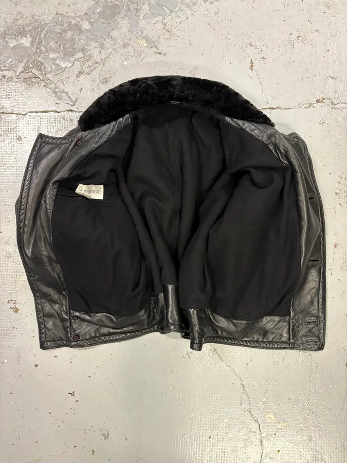 AW1992 Gianni Versace Black Leather Quilted Bomber Jacket vMNqdzm 6