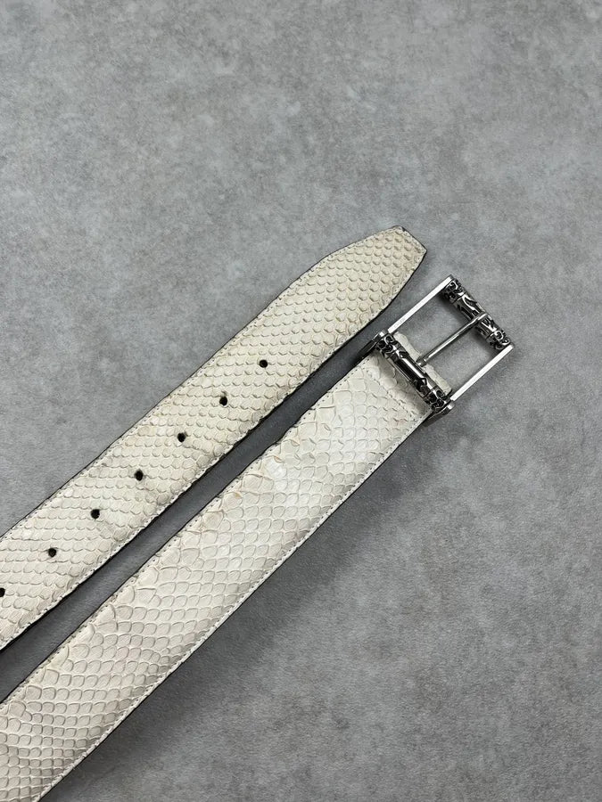 2000s Gianni Versace White Python Scales Leather Belt ZHxXDHA 4