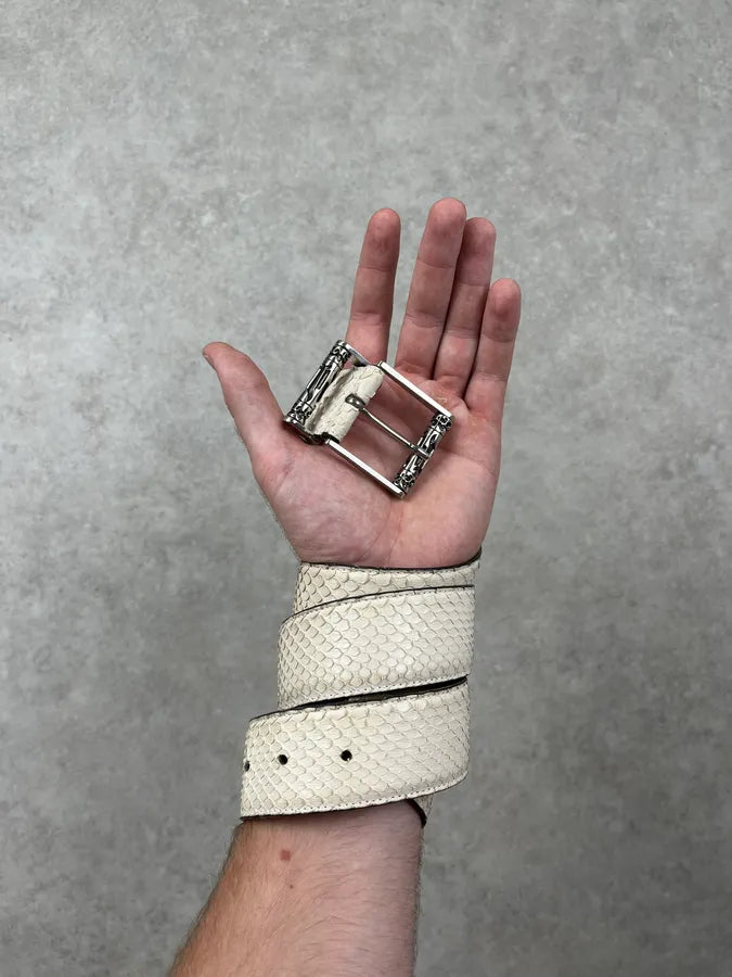 2000s Gianni Versace White Python Scales Leather Belt ZHxXDHA 1