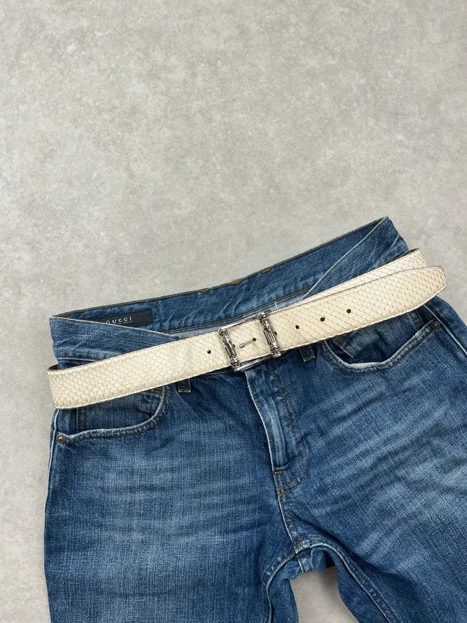 2000s Gianni Versace White Python Scales Leather Belt ZHxXDHA 0