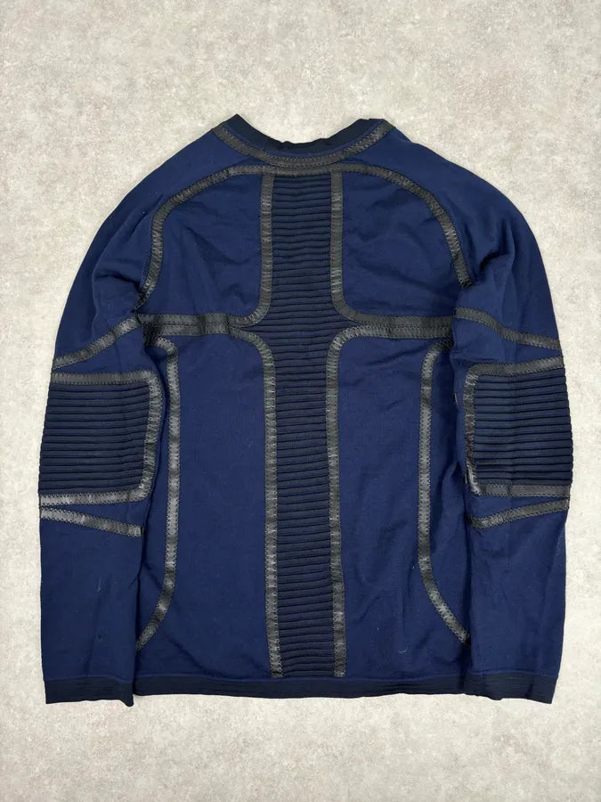 Gianni Versace Navy Cotton Contrast Stitch Abstract Sweater vjCGoRD 4