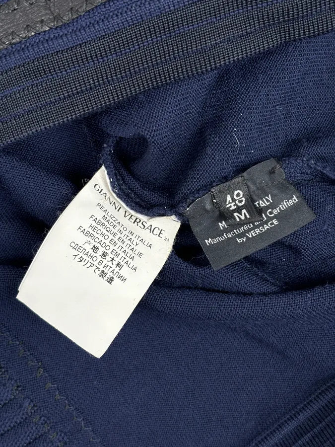 Gianni Versace Navy Cotton Contrast Stitch Abstract Sweater vjCGoRD 8