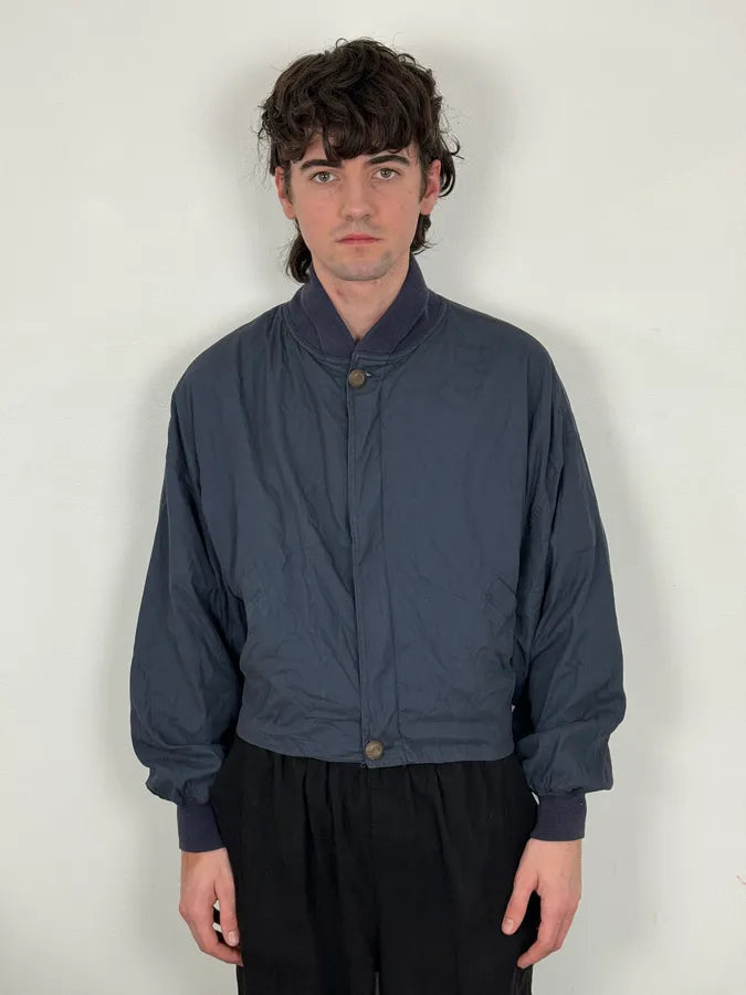 1980s Gianni Versace Versus Navy Minimalist Light Bomber Jacket dqgeFra 1