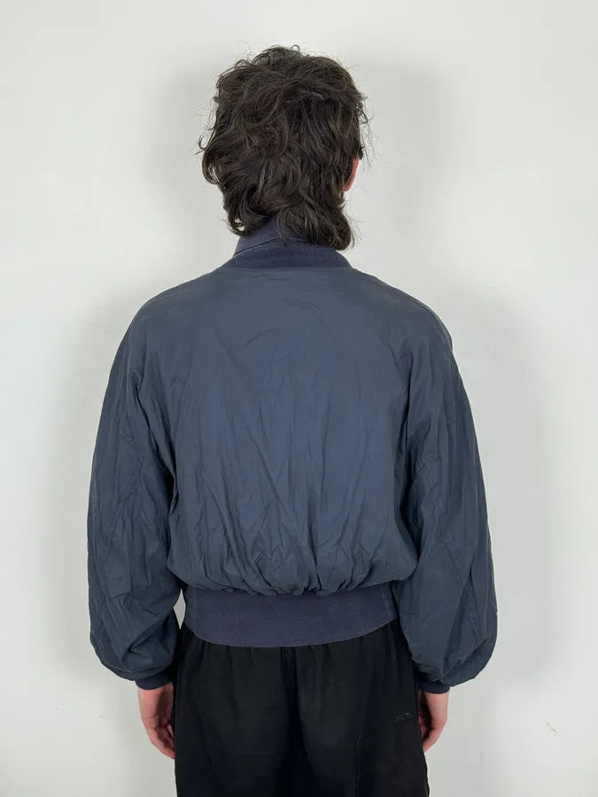 1980s Gianni Versace Versus Navy Minimalist Light Bomber Jacket dqgeFra 2