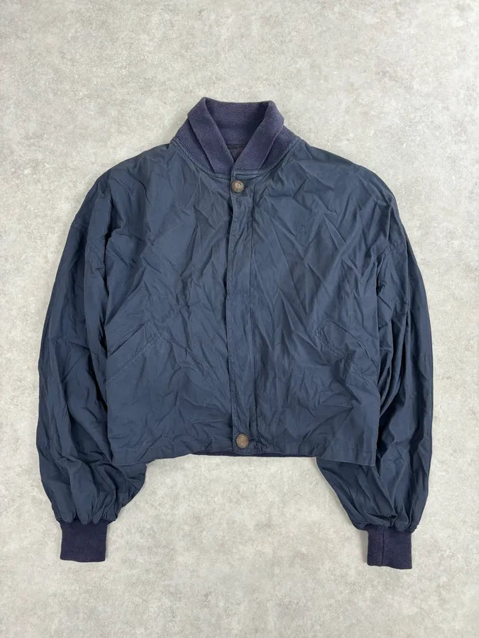 1980s Gianni Versace Versus Navy Minimalist Light Bomber Jacket dqgeFra 0