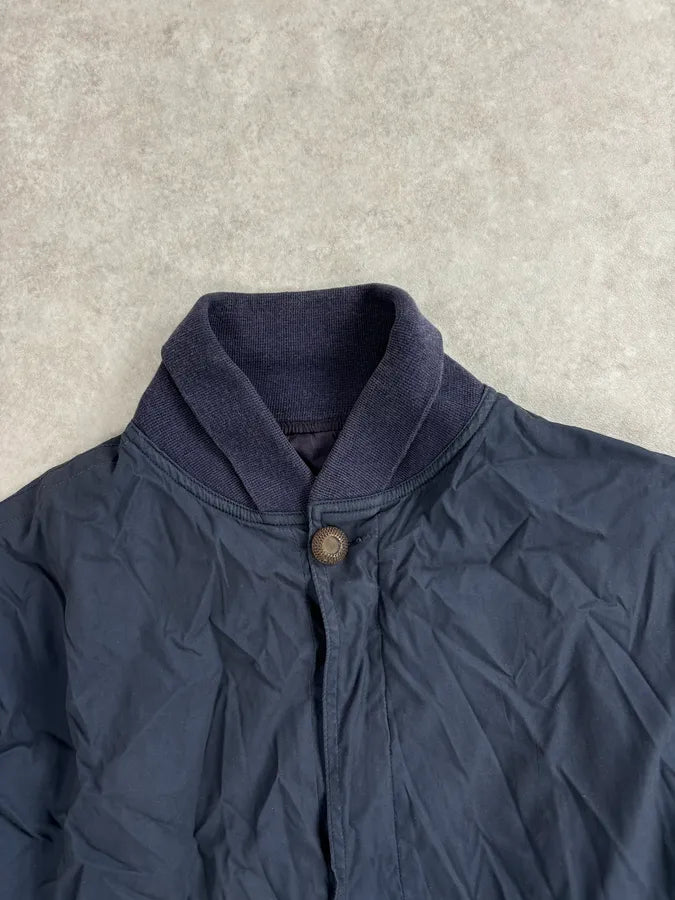 1980s Gianni Versace Versus Navy Minimalist Light Bomber Jacket dqgeFra 3