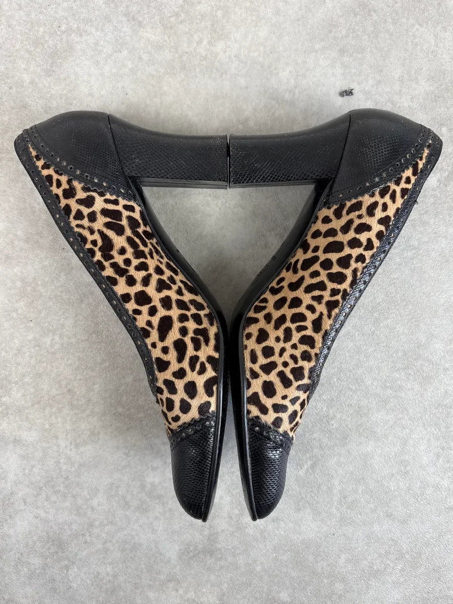 1990s Gianni Versace Teal Leopard Pony Hair Pumps Heels apepFHg 3