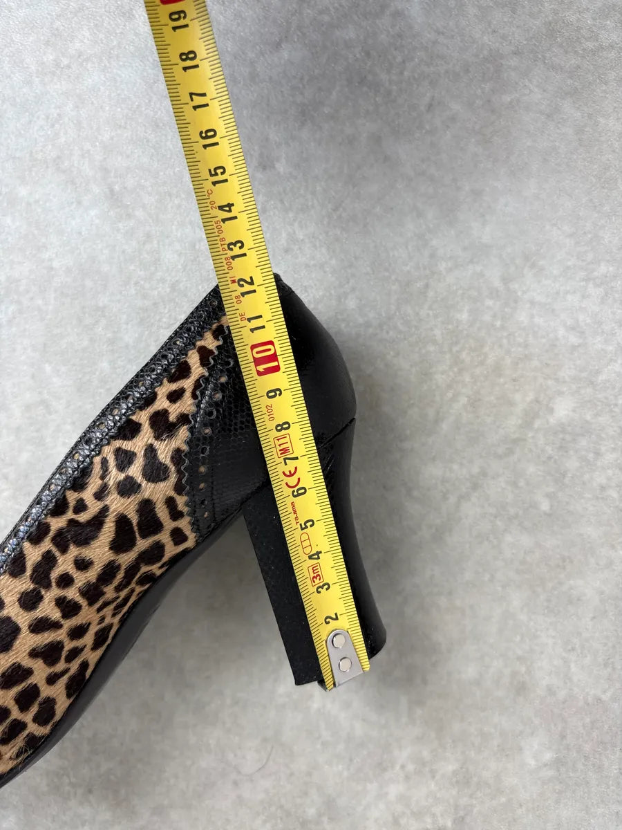 1990s Gianni Versace Teal Leopard Pony Hair Pumps Heels apepFHg 9