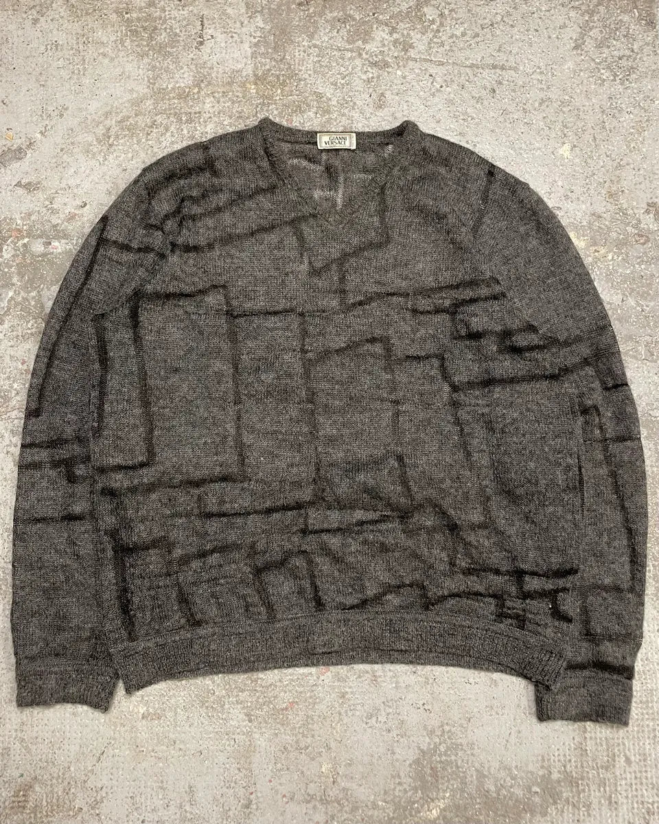 Gianni Versace Transparent Geometry Grey Sweater ZwLslVP 0