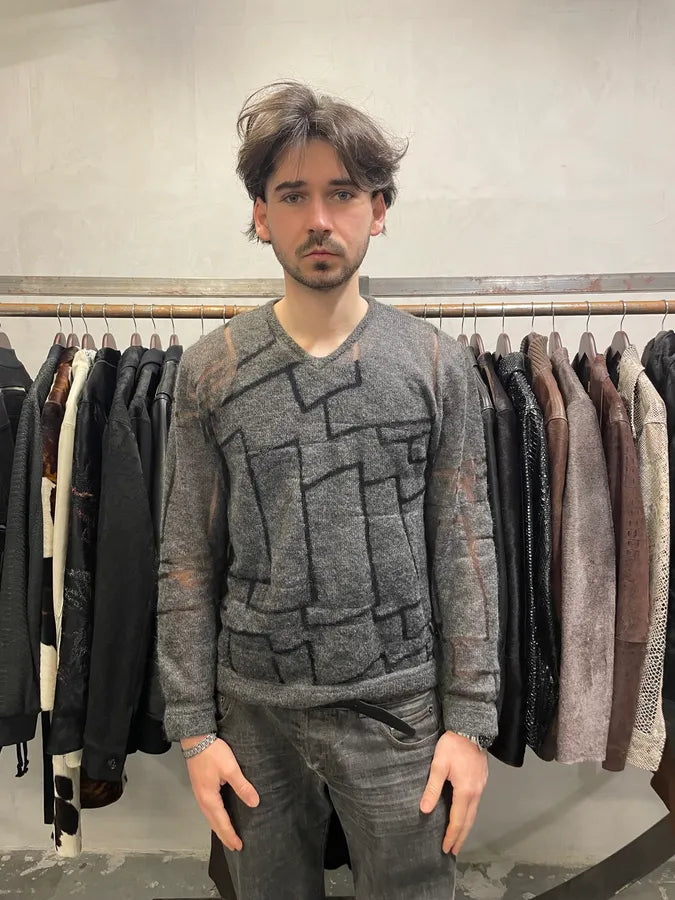 Gianni Versace Transparent Geometry Grey Sweater ZwLslVP 3