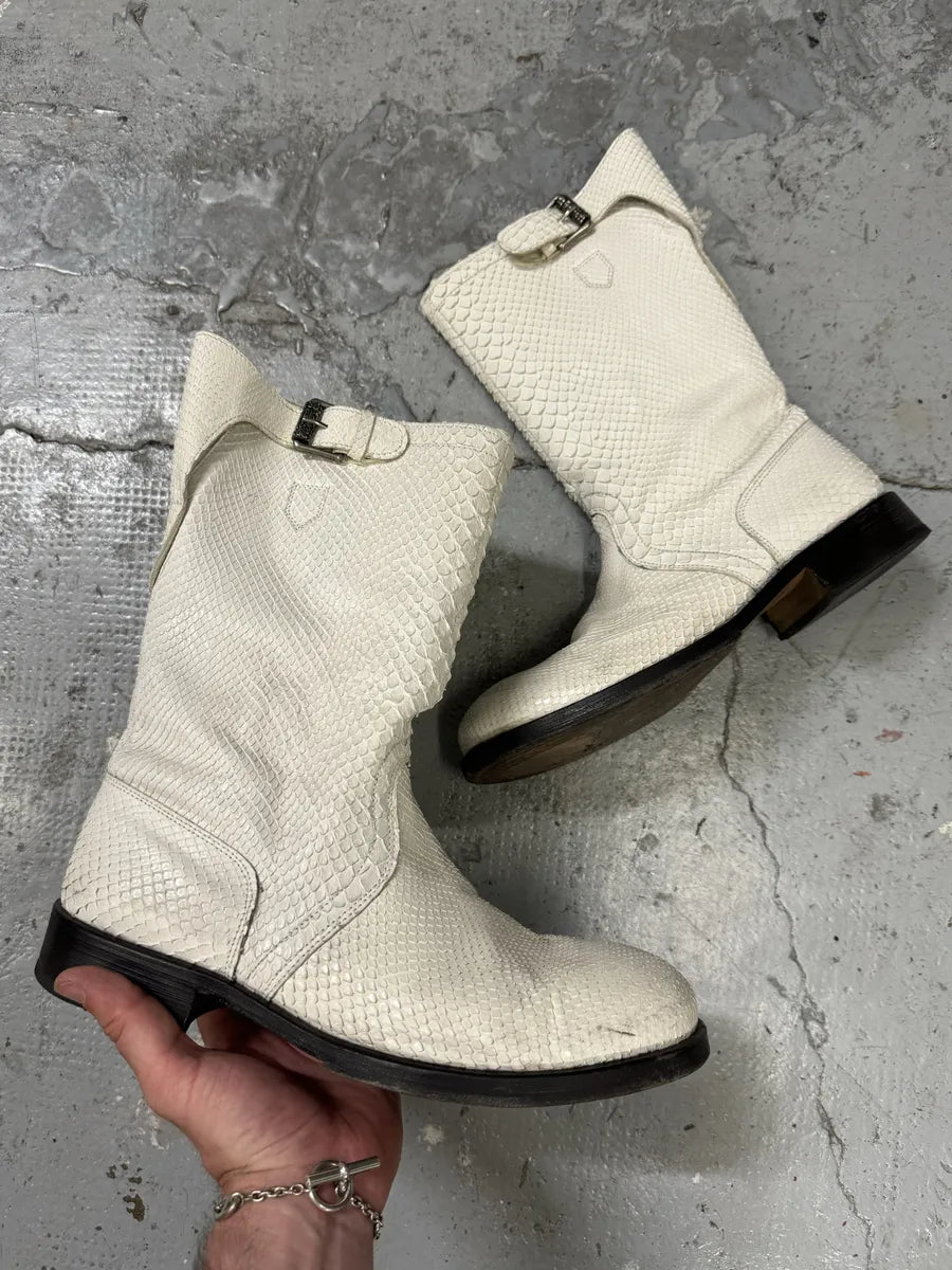 Gianni Versace White Python Embossed Leather Boots gvhAqub 0