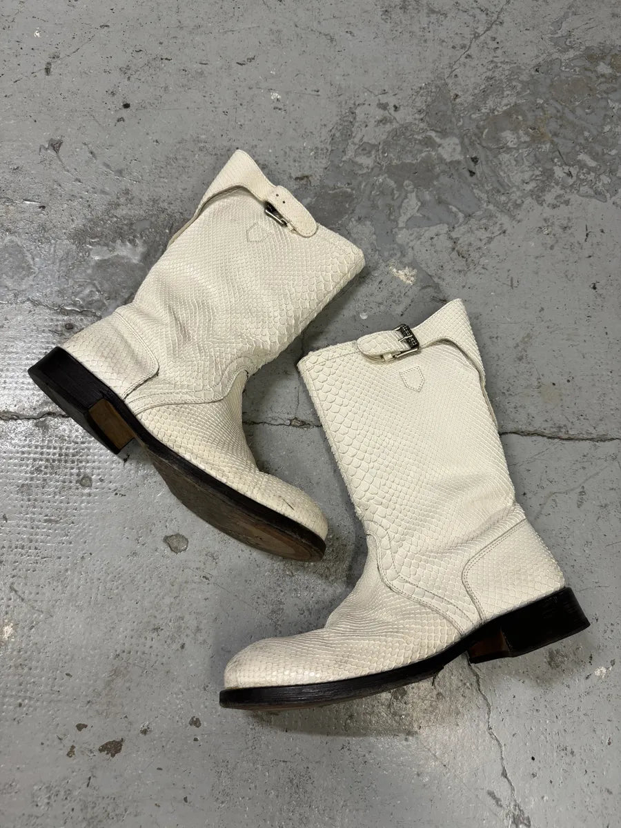 Gianni Versace White Python Embossed Leather Boots gvhAqub 4