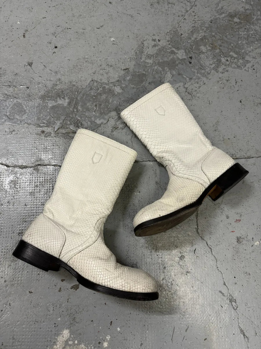 Gianni Versace White Python Embossed Leather Boots gvhAqub 7