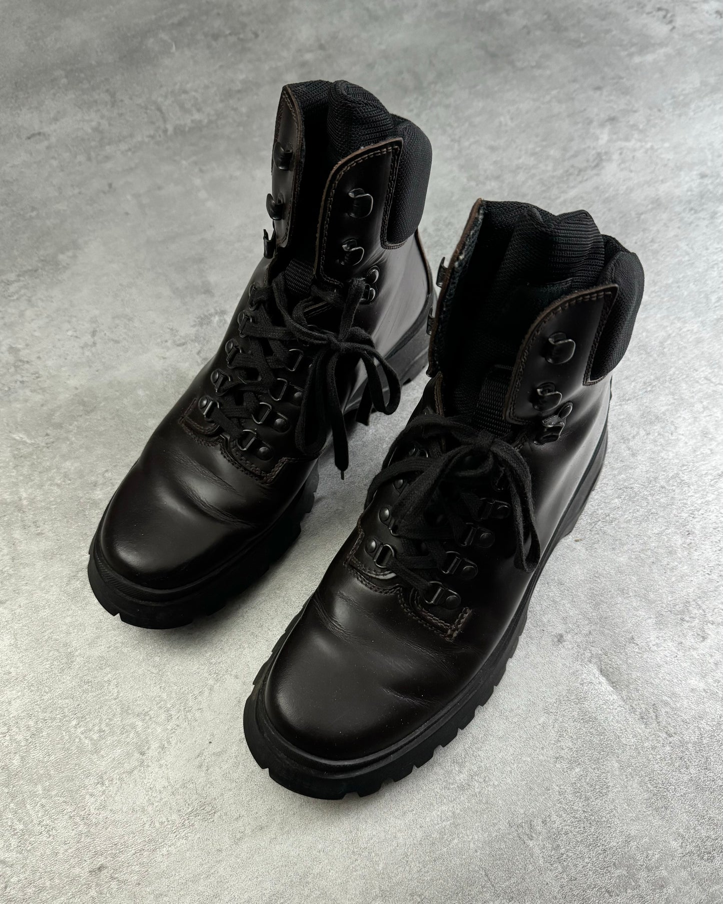 FW1999 Prada Brown Leather Hiking Boots (41) - 11