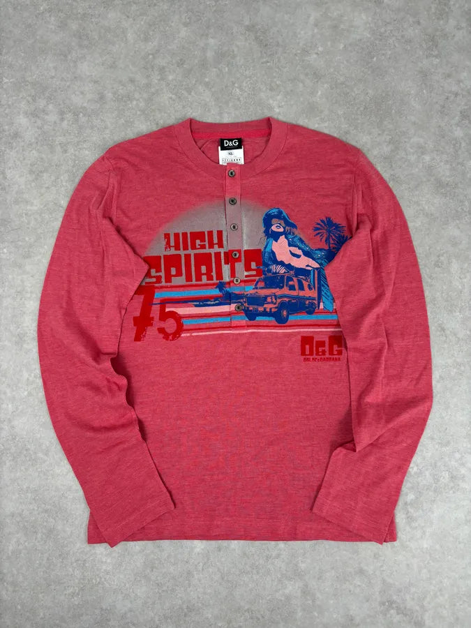 SS2006 Dolce & Gabbana “High Spirits 75” Graphic Henley Shirt QwmtxyB 0