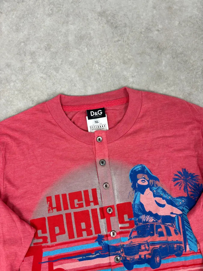 SS2006 Dolce & Gabbana “High Spirits 75” Graphic Henley Shirt QwmtxyB 3