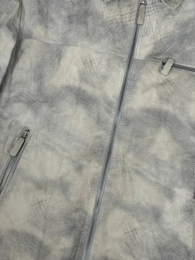 SS2012 Giorgio Armani Beige Grey Eroded Suede Leather Brut Jacket pohrFjh 8