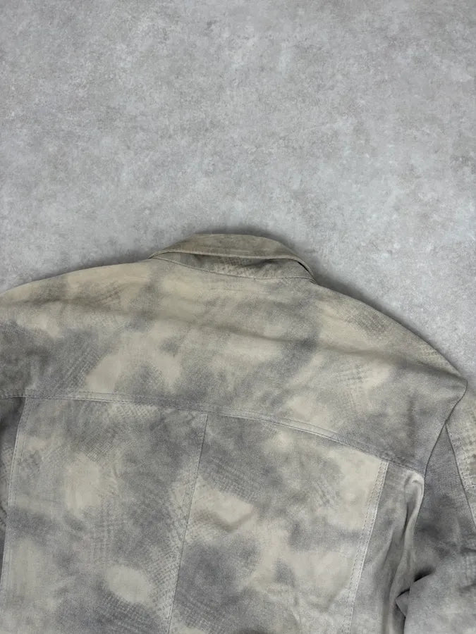 SS2012 Giorgio Armani Beige Grey Eroded Suede Leather Brut Jacket pohrFjh 5