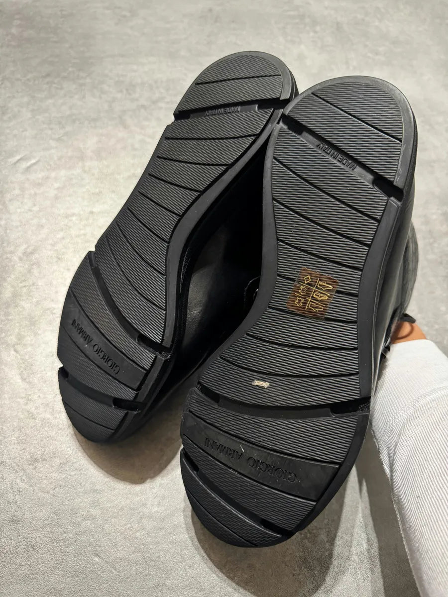 Giorgio Armani Black Exotic Textured Leather Boots AhBYPXp 5