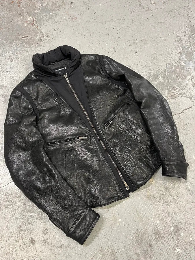 Giorgio Armani Black Hybride Lamb Pure Leather Jacket lHuwhFv 1
