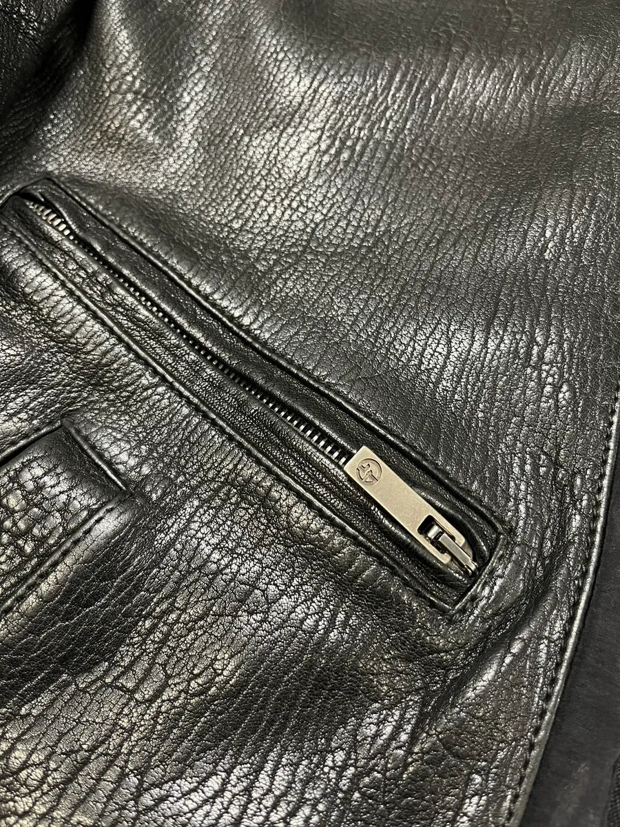 Giorgio Armani Black Hybride Lamb Pure Leather Jacket lHuwhFv 10
