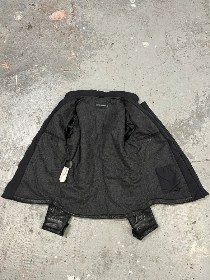 Giorgio Armani Black Hybride Lamb Pure Leather Jacket lHuwhFv 11