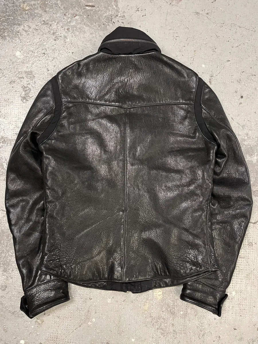 Giorgio Armani Black Hybride Lamb Pure Leather Jacket lHuwhFv 2