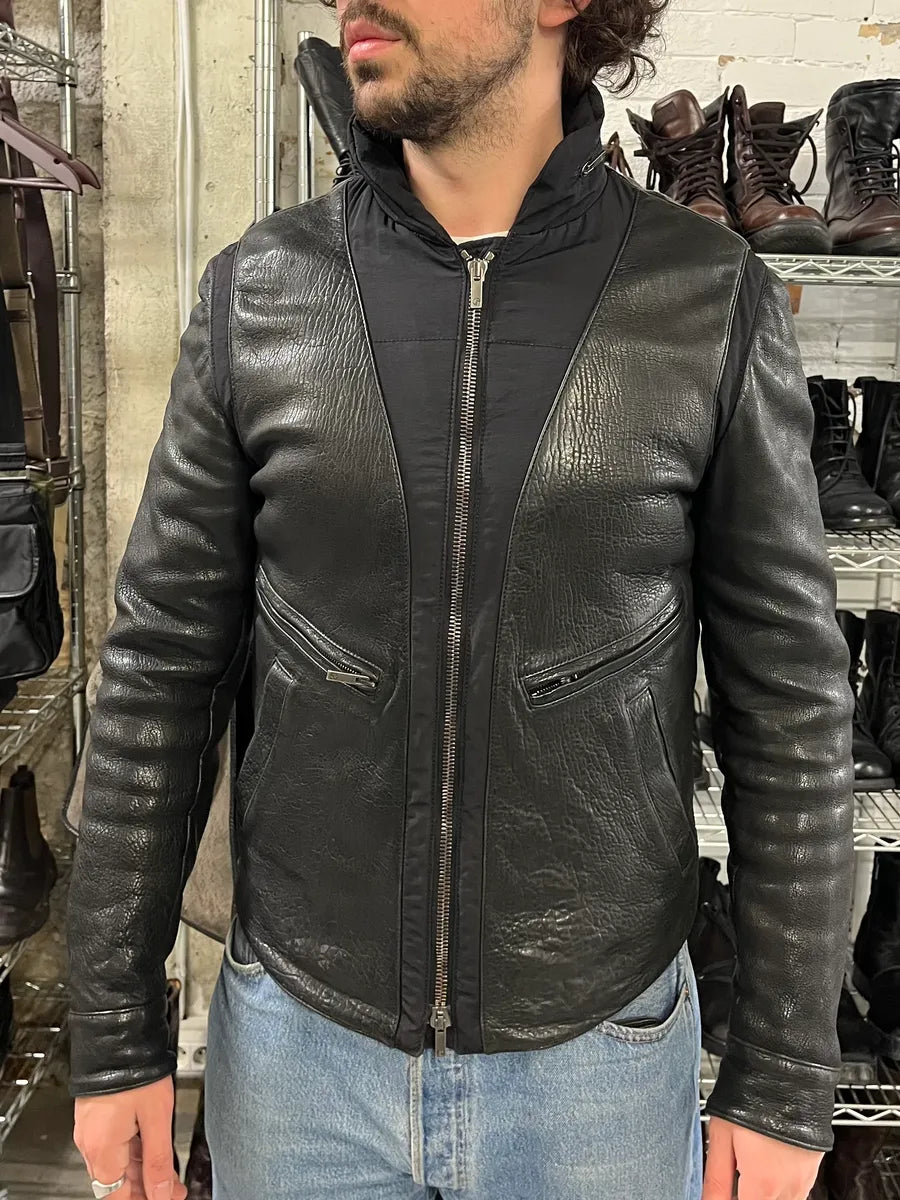 Giorgio Armani Black Hybride Lamb Pure Leather Jacket lHuwhFv 3