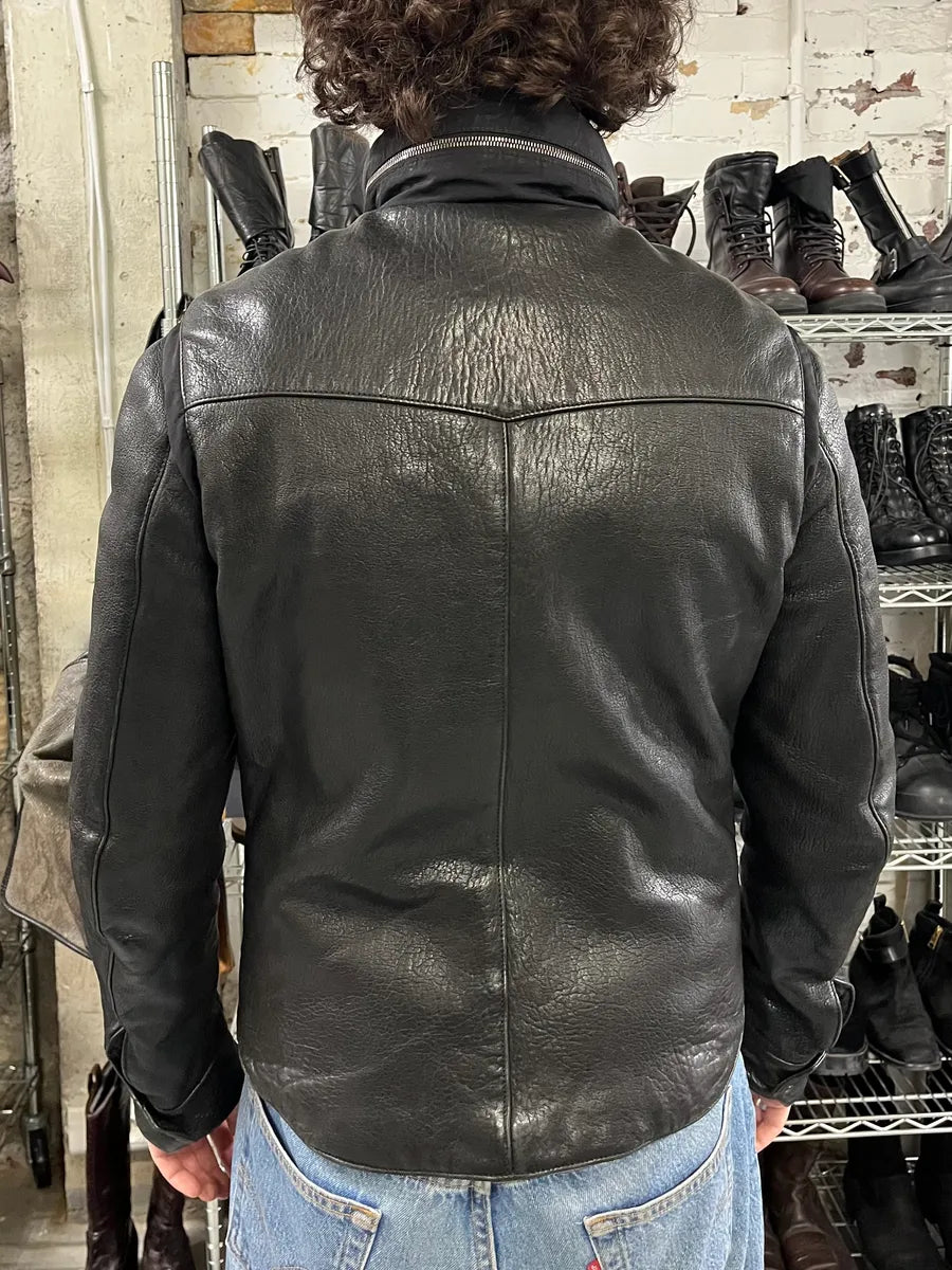Giorgio Armani Black Hybride Lamb Pure Leather Jacket lHuwhFv 4