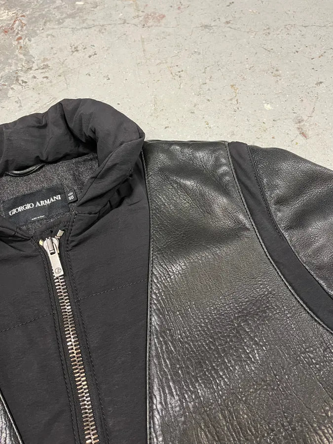 Giorgio Armani Black Hybride Lamb Pure Leather Jacket lHuwhFv 5