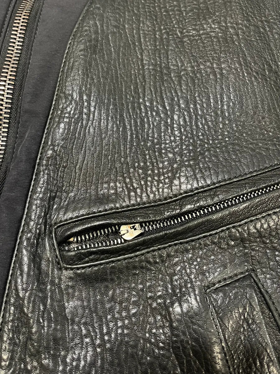 Giorgio Armani Black Hybride Lamb Pure Leather Jacket lHuwhFv 6