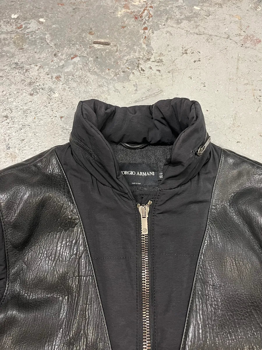 Giorgio Armani Black Hybride Lamb Pure Leather Jacket lHuwhFv 7