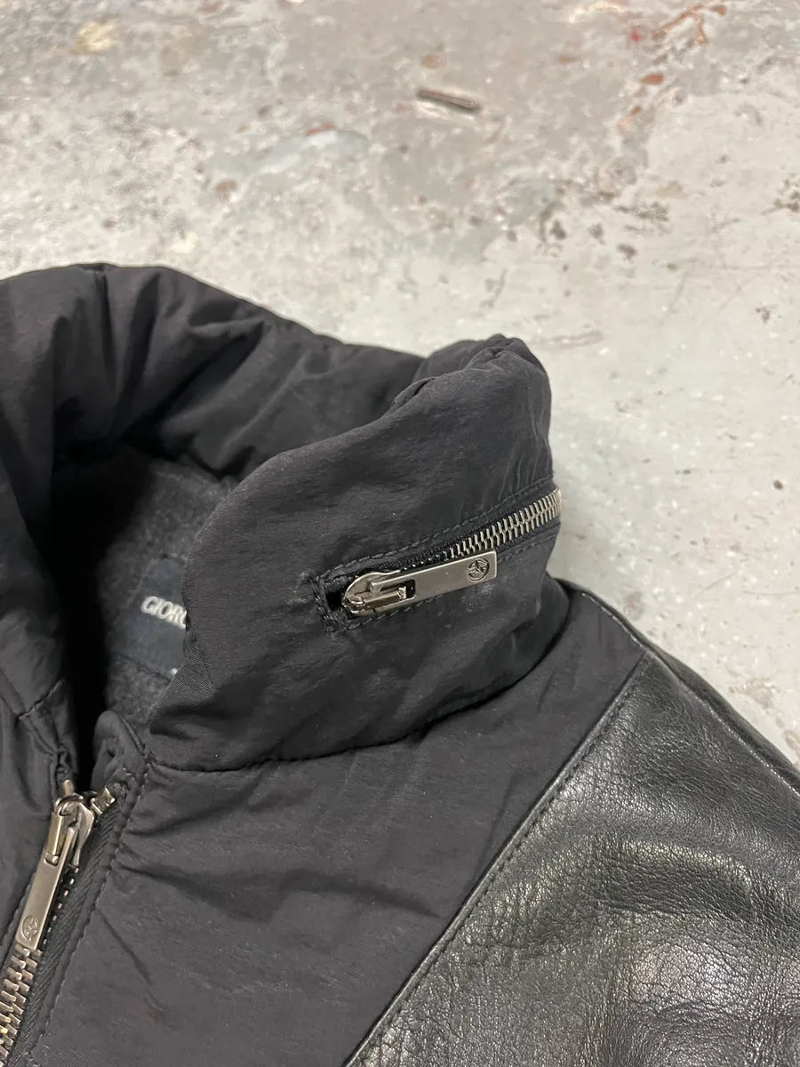 Giorgio Armani Black Hybride Lamb Pure Leather Jacket lHuwhFv 8