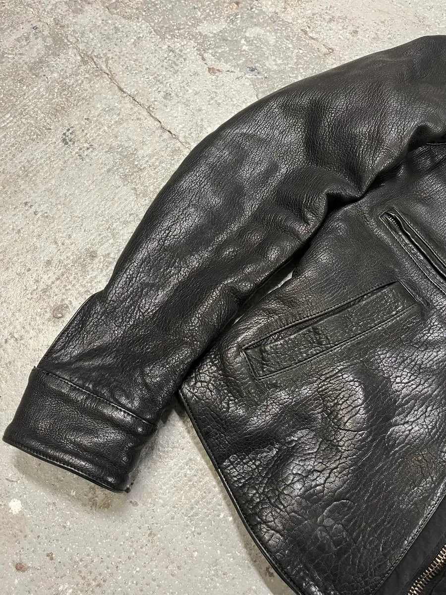 Giorgio Armani Black Hybride Lamb Pure Leather Jacket lHuwhFv 9